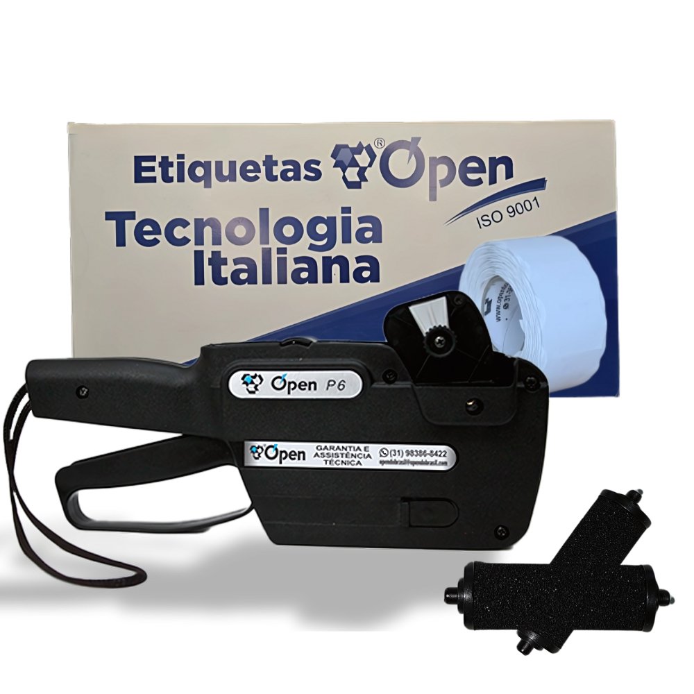 Combo - Etiquetadora Open P6 + 16.000 Etiquetas + 5 Tinteiros