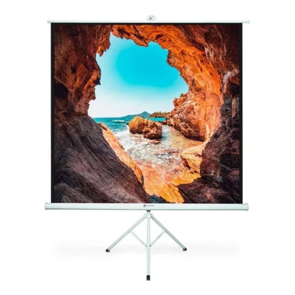 Tela De Projeção 70" com Tripé 100x100 cm Goldentec Branco