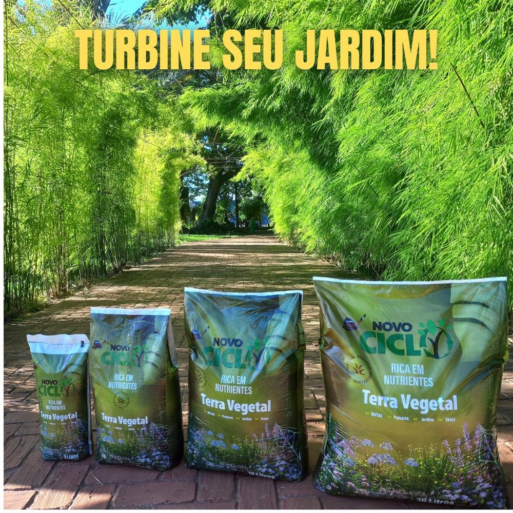 Terra Vegetal Novo Ciclo - Adubação Orgânica de Vasos Ornamentais, Jardins, Frutíferas e Gramados- Pacote 9L