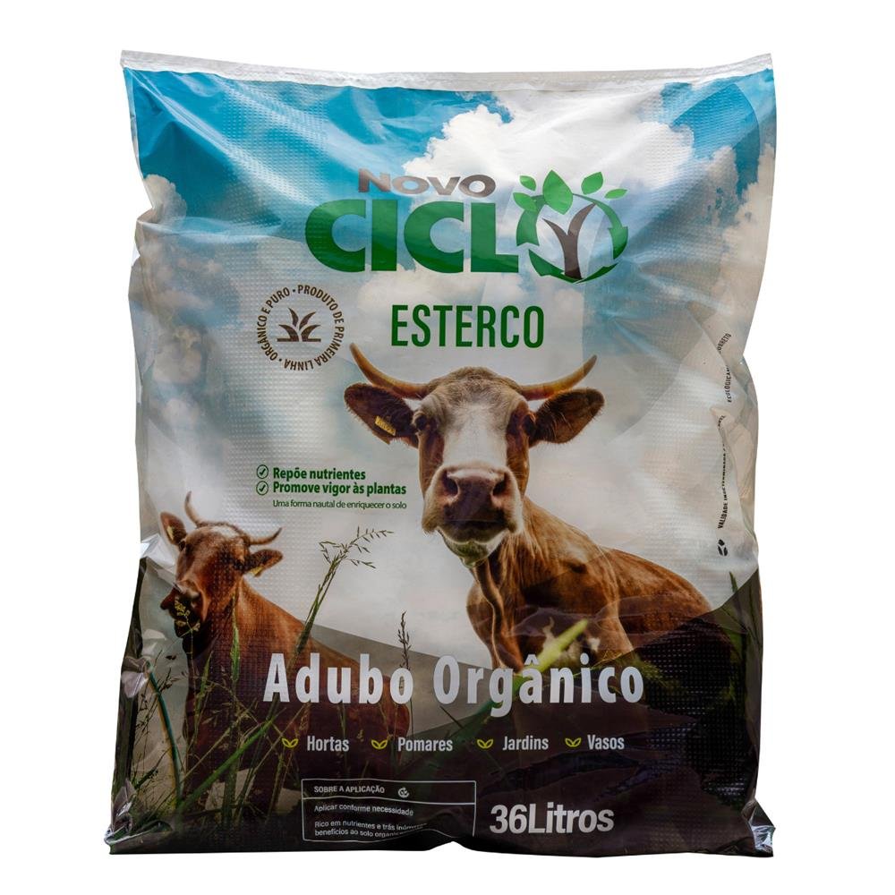 Esterco Novo Ciclo - Nutrientes Essências Para Suas Plantas - Pacote de 36 Litros