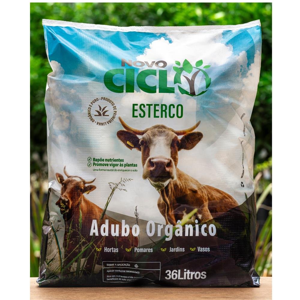 Esterco Novo Ciclo - Nutrientes Essências Para Suas Plantas - Pacote de 36 Litros