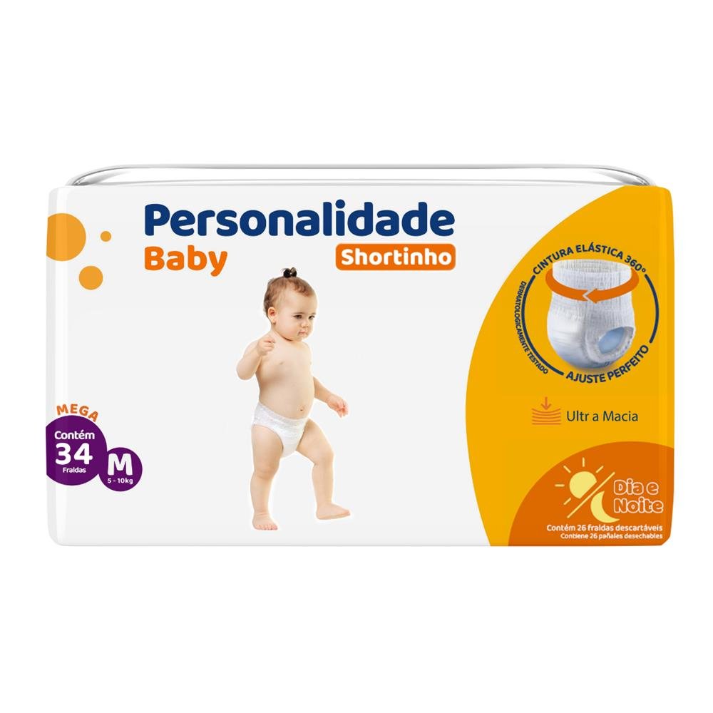 Fralda Shortinho M Com 34 Personalidade Baby Mega