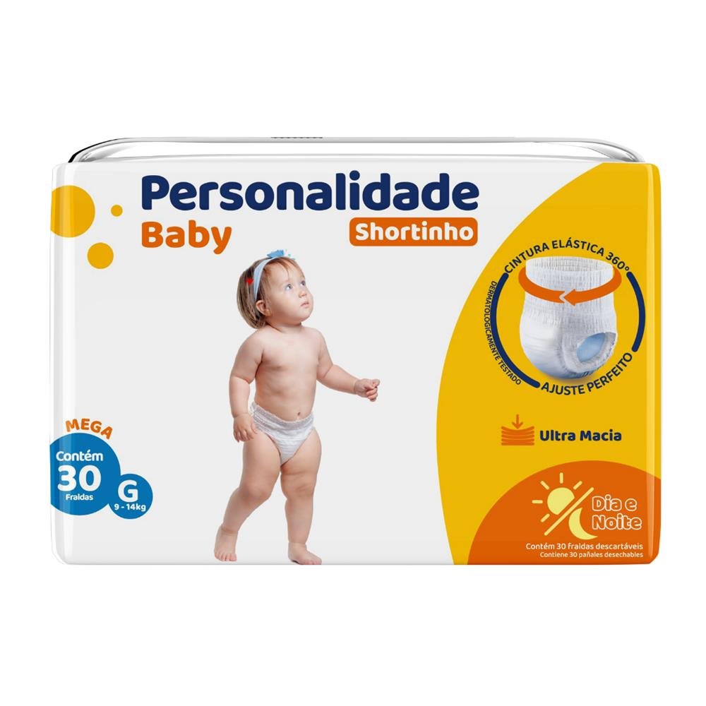 Fralda Shortinho G Com 30 Personalidade Baby Mega