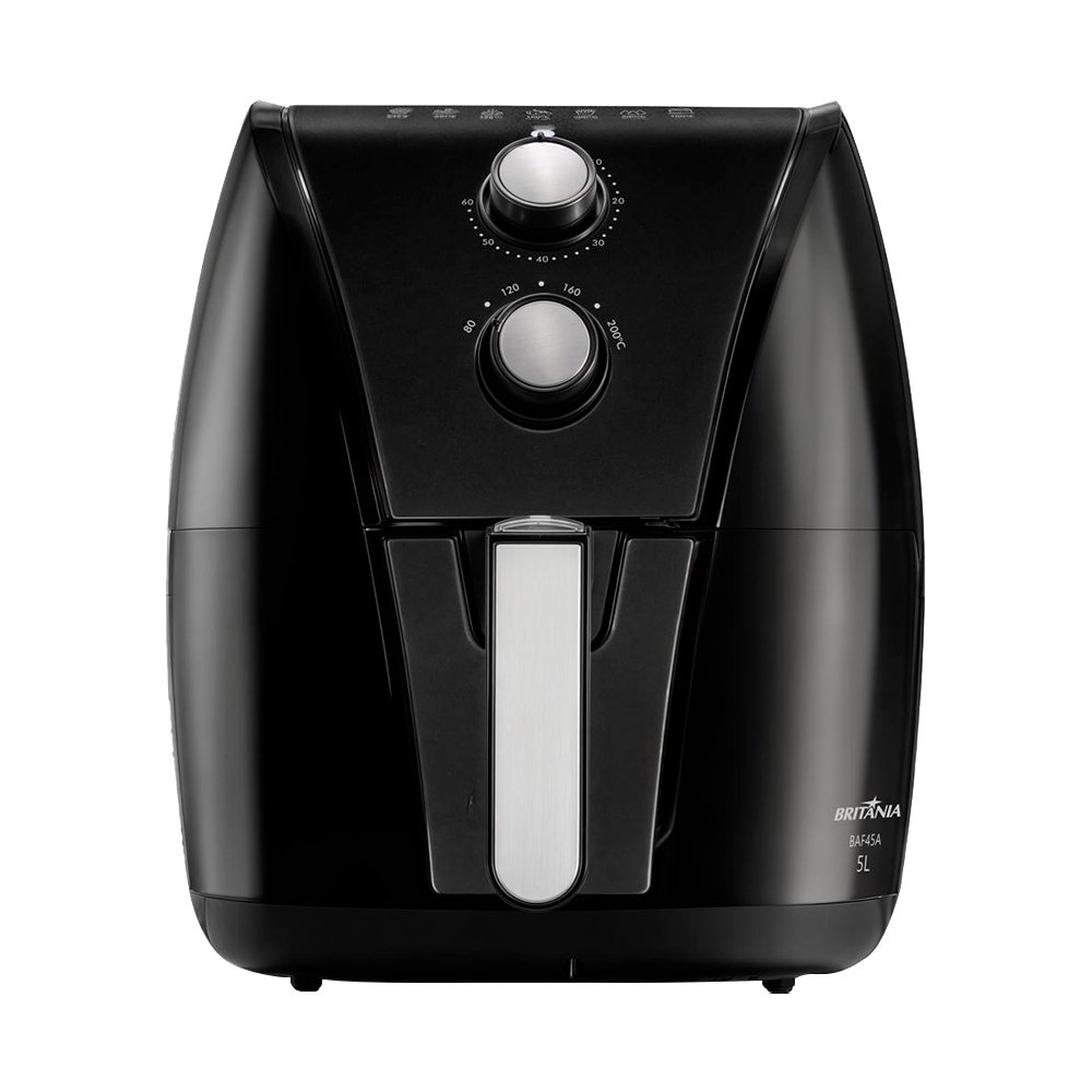Fritadeira Air Fryer Britânia BAF45A - 1500W, 5 Litros, Preto com Revestimento Gold, 110V