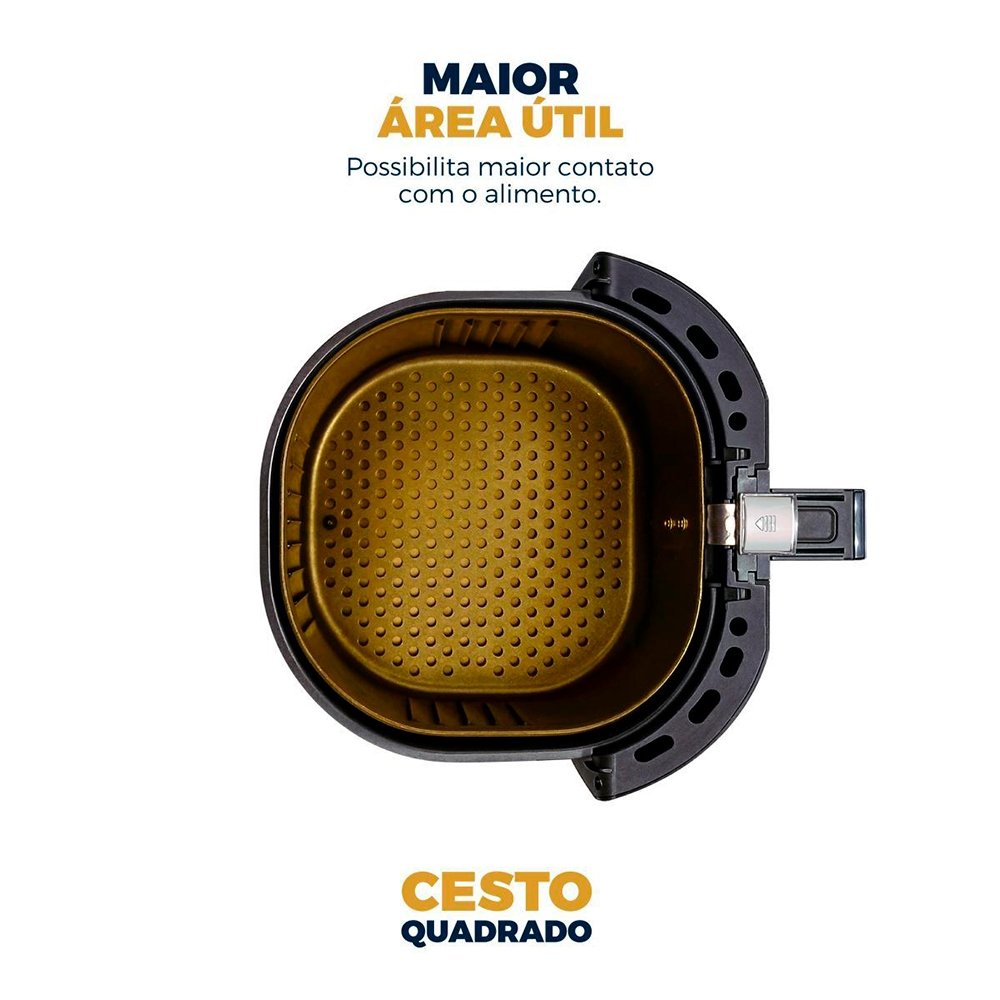 Fritadeira Air Fryer Britânia BAF45A - 1500W, 5 Litros, Preto com Revestimento Gold, 220V