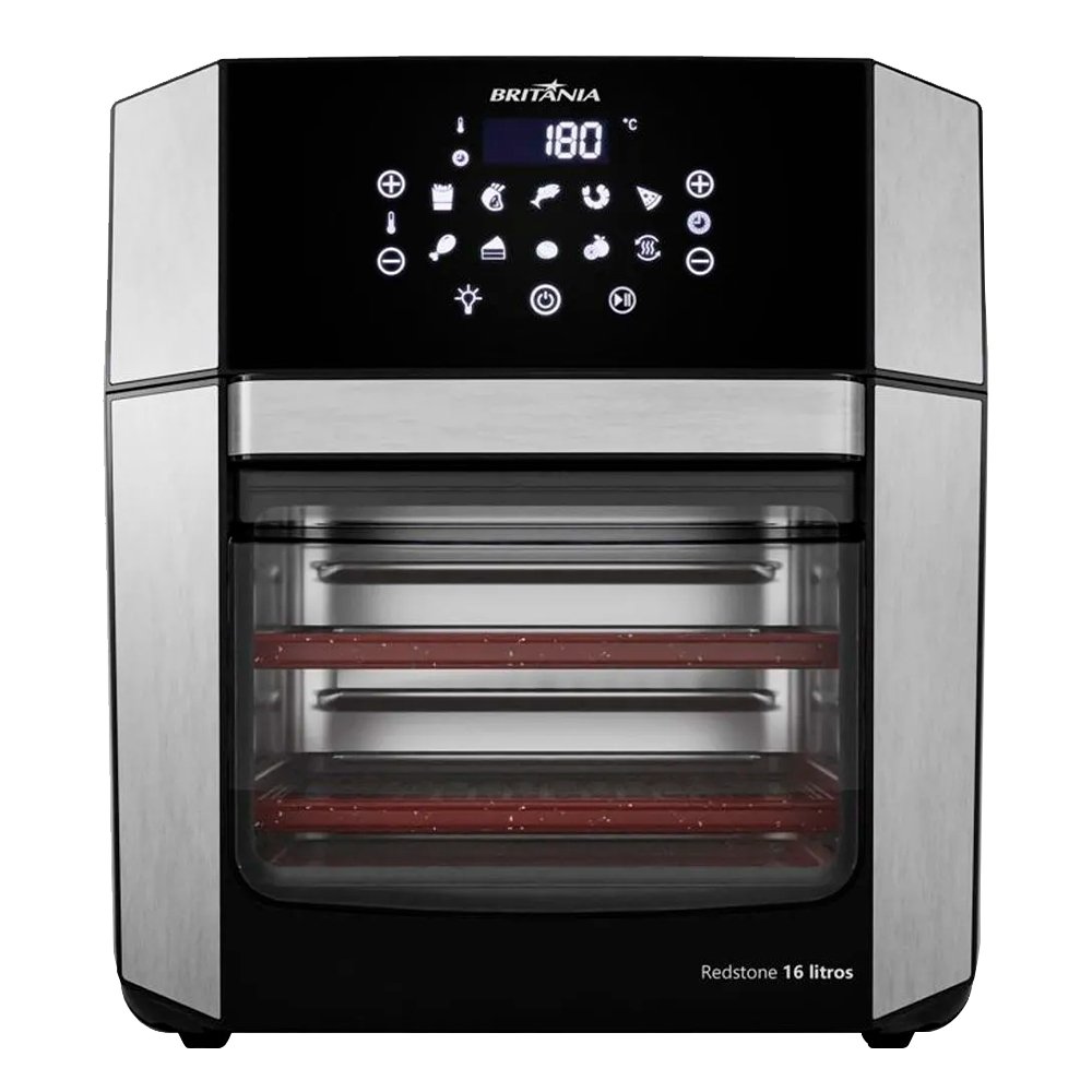 Fritadeira Air Fryer Britânia Oven BAF16A 4 Em 1 - Revestimento Antiaderente, 16 Litros Redstone Preto, 220V