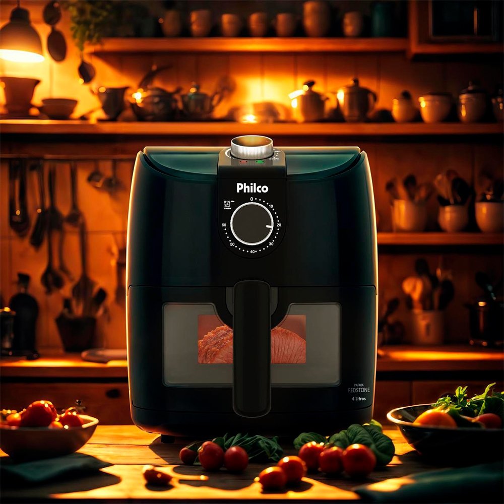 Fritadeira Air Fryer Philco PAF40A - 1500W Redstone  4 Litros, Preto, 110V