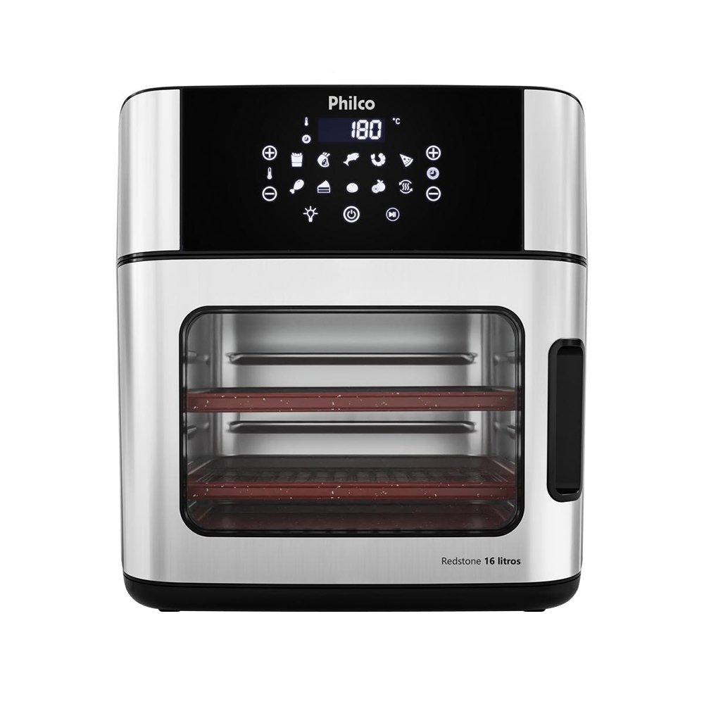 Fritadeira Air Fryer Philco Oven PAF16A - Revestimento Antiaderente Redstone, 2000W, 16 Litros, Preto/Inox, 110V