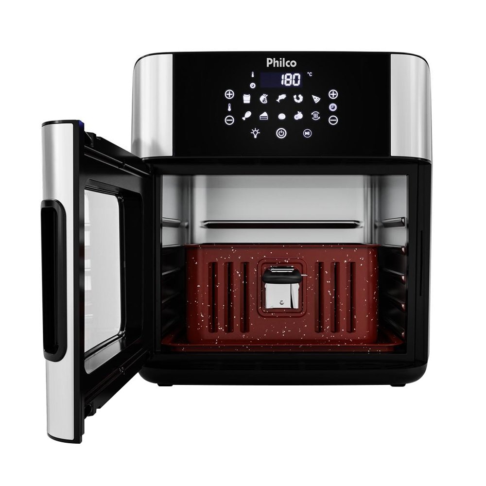 Fritadeira Air Fryer Philco Oven PAF16A - Revestimento Antiaderente Redstone, 2000W, 16 Litros, Preto/Inox, 110V