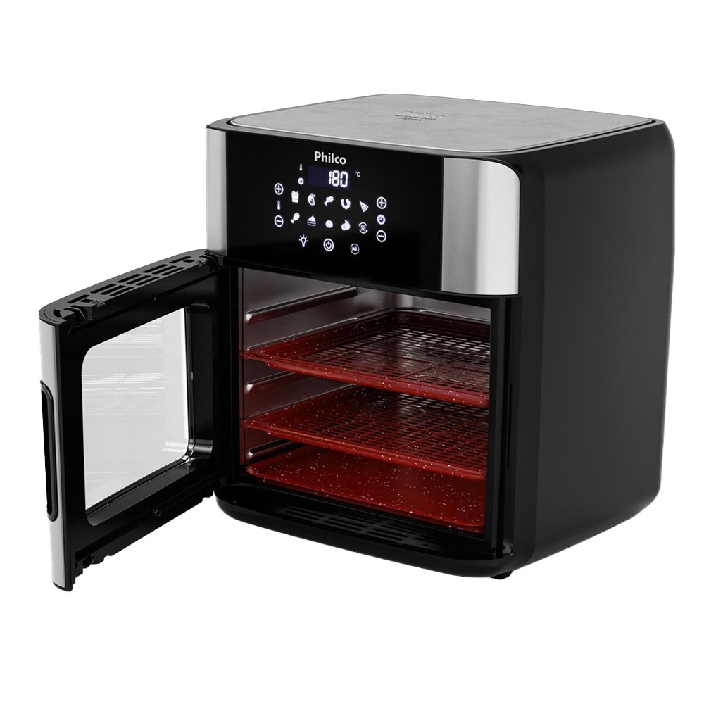Fritadeira Air Fryer Philco Oven PAF16A - Revestimento Antiaderente Redstone, 2000W, 16 Litros, Preto/Inox, 110V