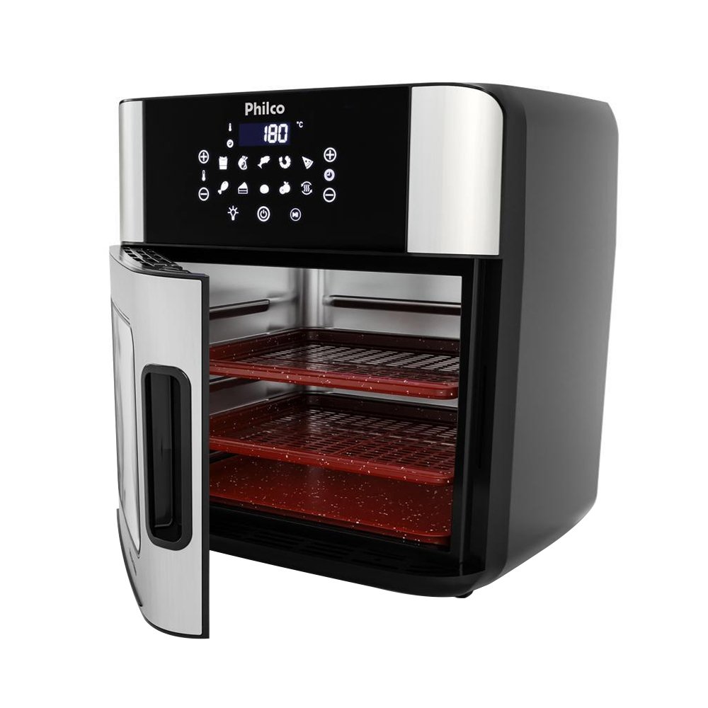 Fritadeira Air Fryer Philco Oven PAF16A - Revestimento Antiaderente Redstone, 2000W, 16 Litros, Preto/Inox, 220V