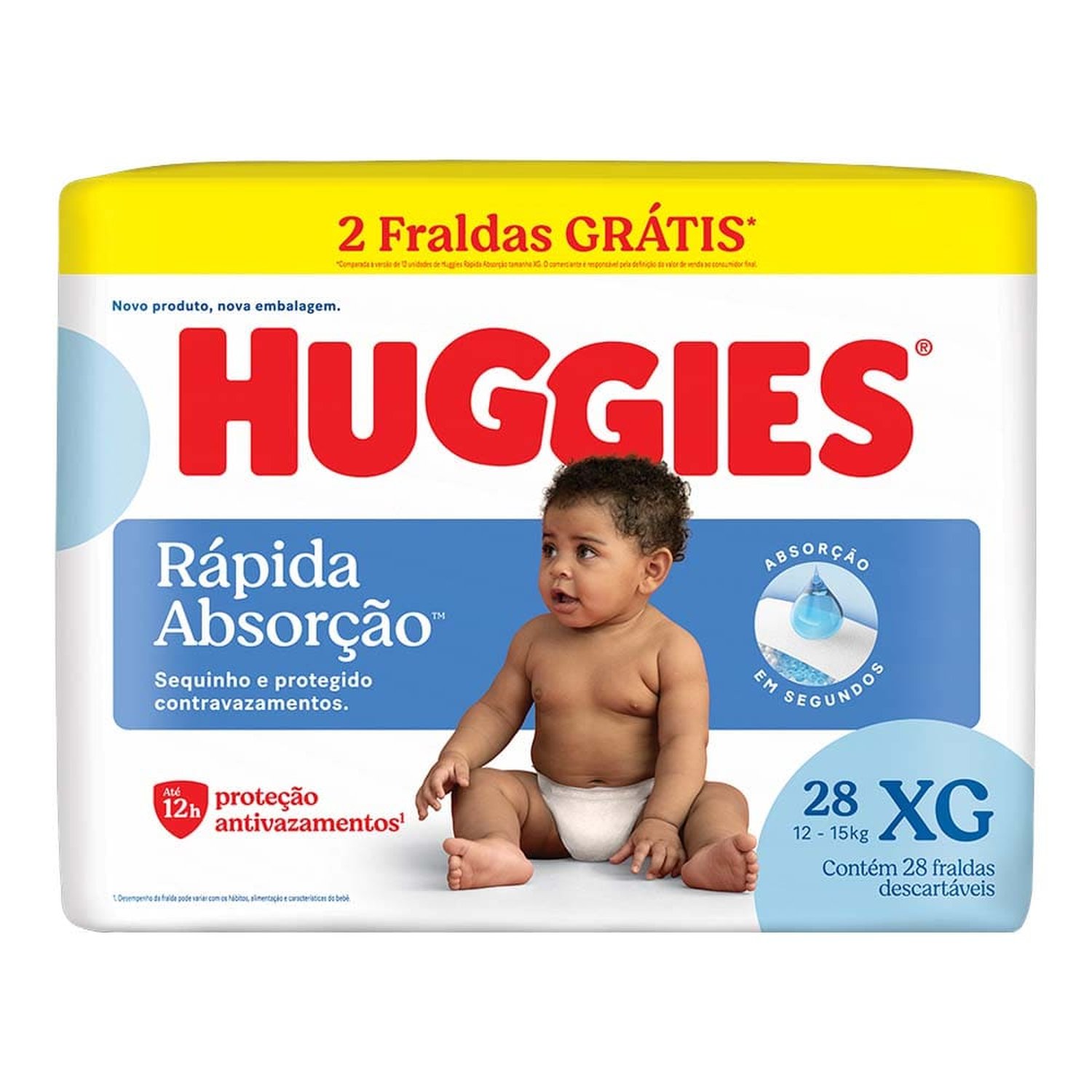 Fralda Huggies Tripla Proteção Mega Xg Com 28 Gts 2 Tiras