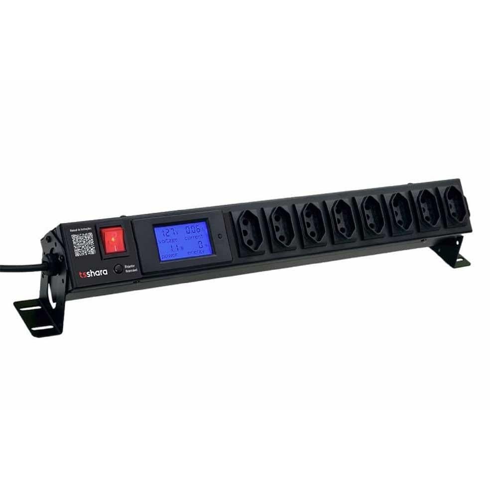 Pdu Filtro De Linha Ts Shara + Protetor 8 Tomadas 10a C/ Display Cabo 1,5m Bivolt - 578