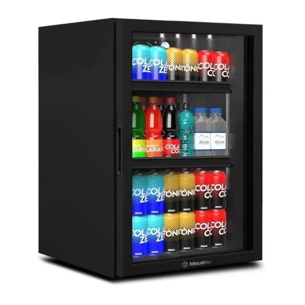 Expositor Vertical Counter Top para Balcão Porta de Vidro 97 Litros Metalfrio VB11RB All Black 220V