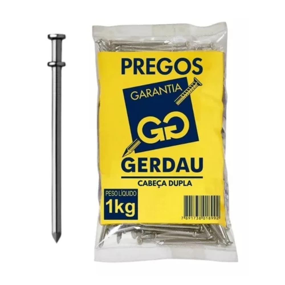 Prego Polido Com Cabeça Dupla 17X27 Pacote 1Kg Gerdau