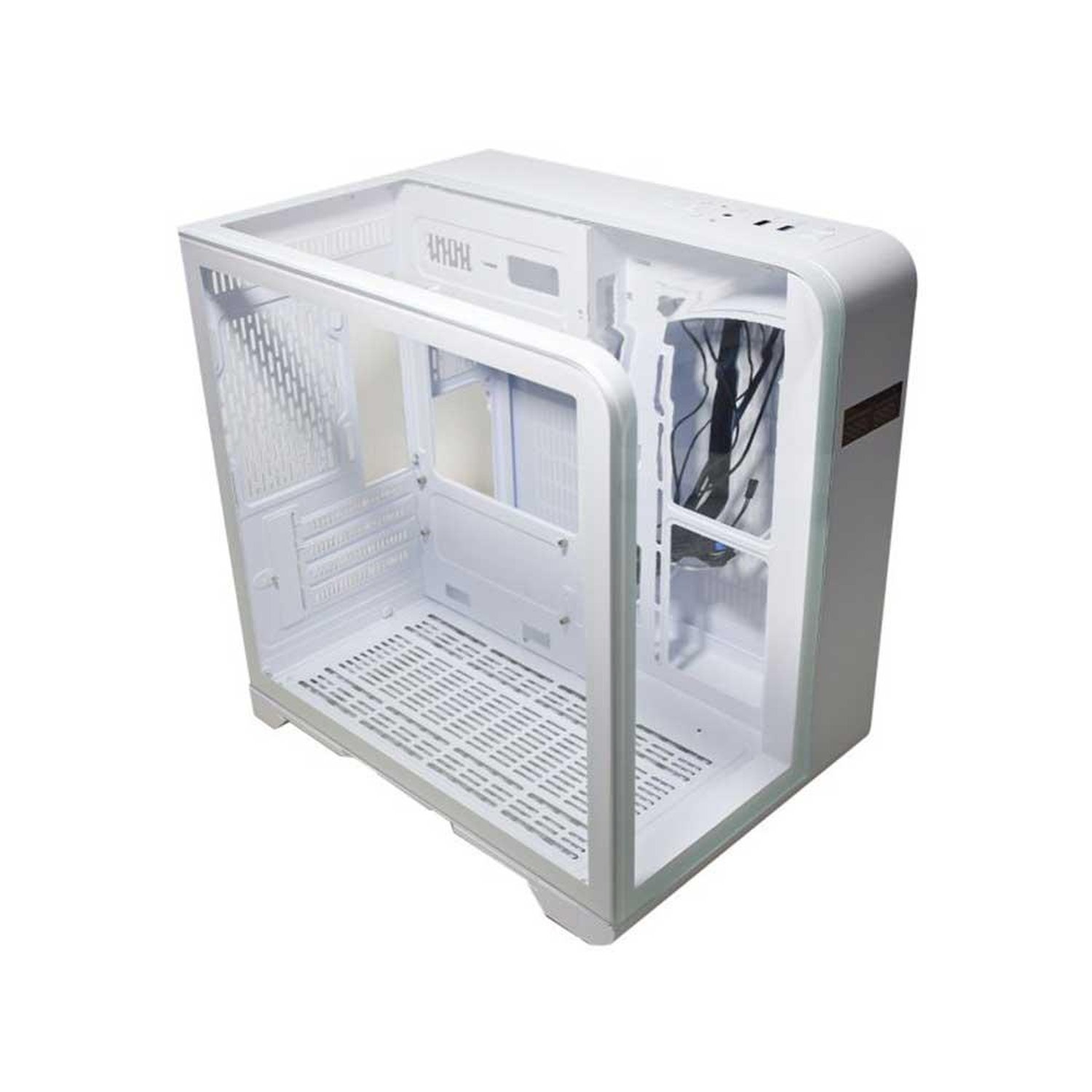 Gabinete Gamer K-mex Aquario Cg-w8ki Cyberpunk White Com Topo De Vidro E Display Digital