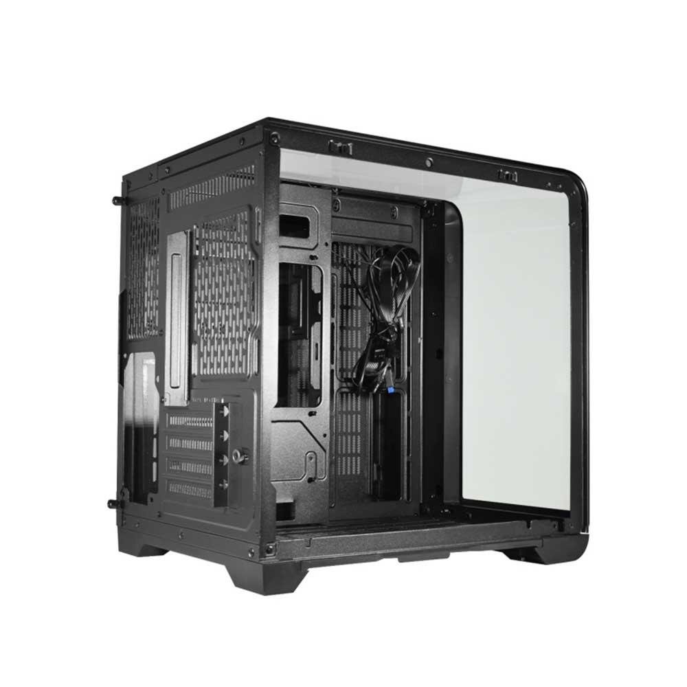 Gabinete Gamer K-mex Aquario Cg-48ki Cyberpunk Preto Com Topo De Vidro E Display Digital