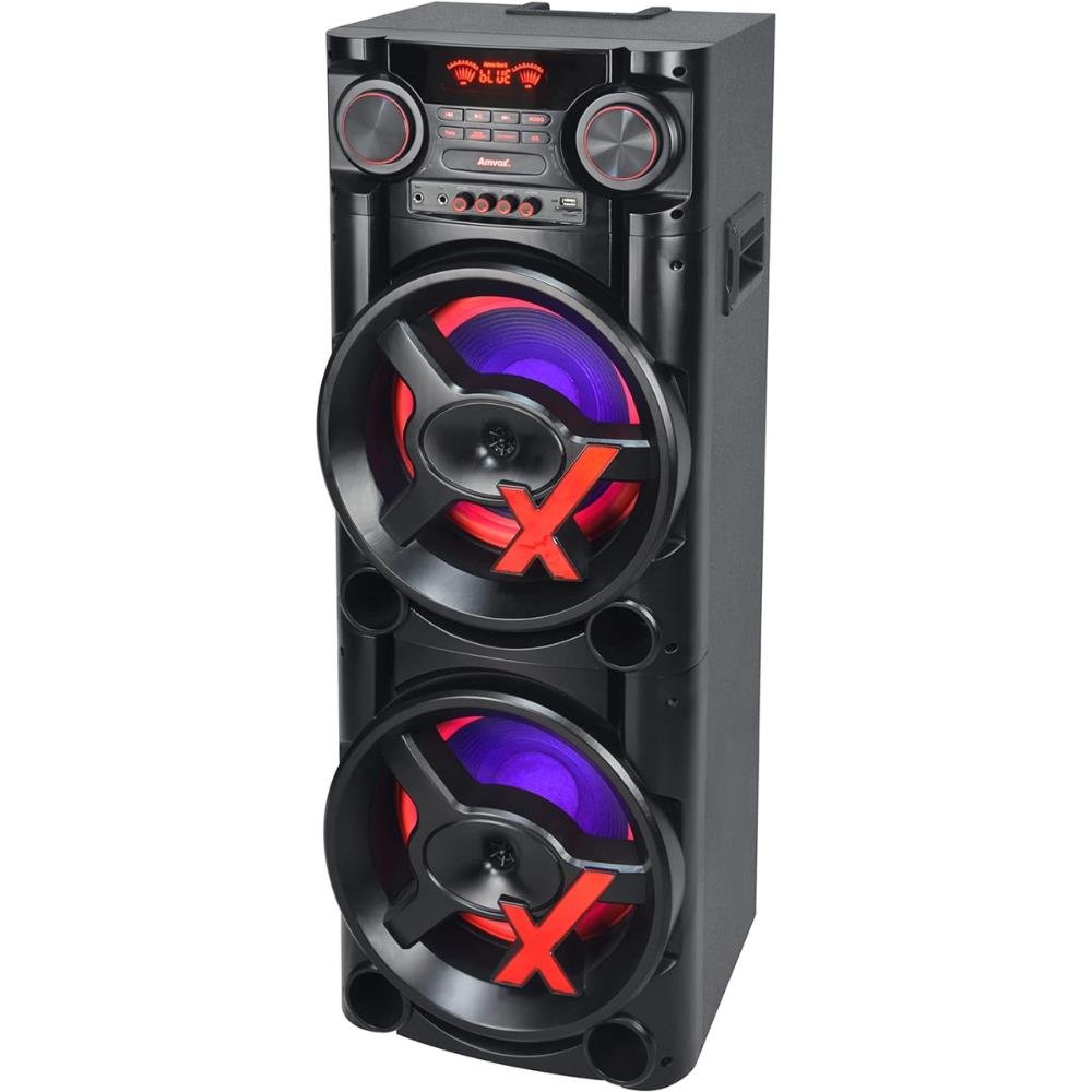 Caixa Amplificada 2900w Rms Amvox Aca 2900 New X 2 woofer de 15 Sem FM