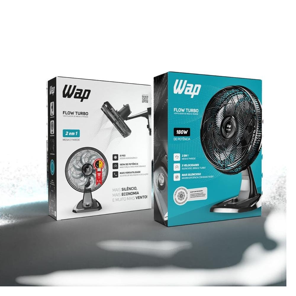Ventilador Mesa E Parede 180w 8 Pas 50cm Wap Flow Turbo 127v