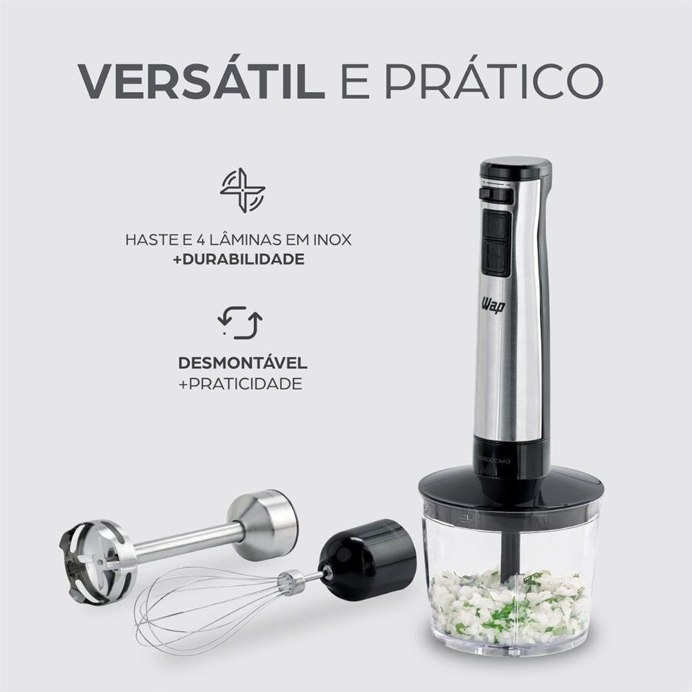 Mixer Wap 3 Em 1 Processador Portatil Inox Prosdocimo 600w Wm1 127v