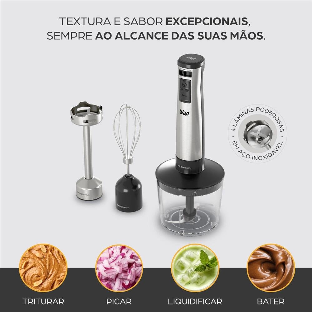 Mixer Wap 3 Em 1 Processador Portatil Inox Prosdocimo 600w Wm1 127v
