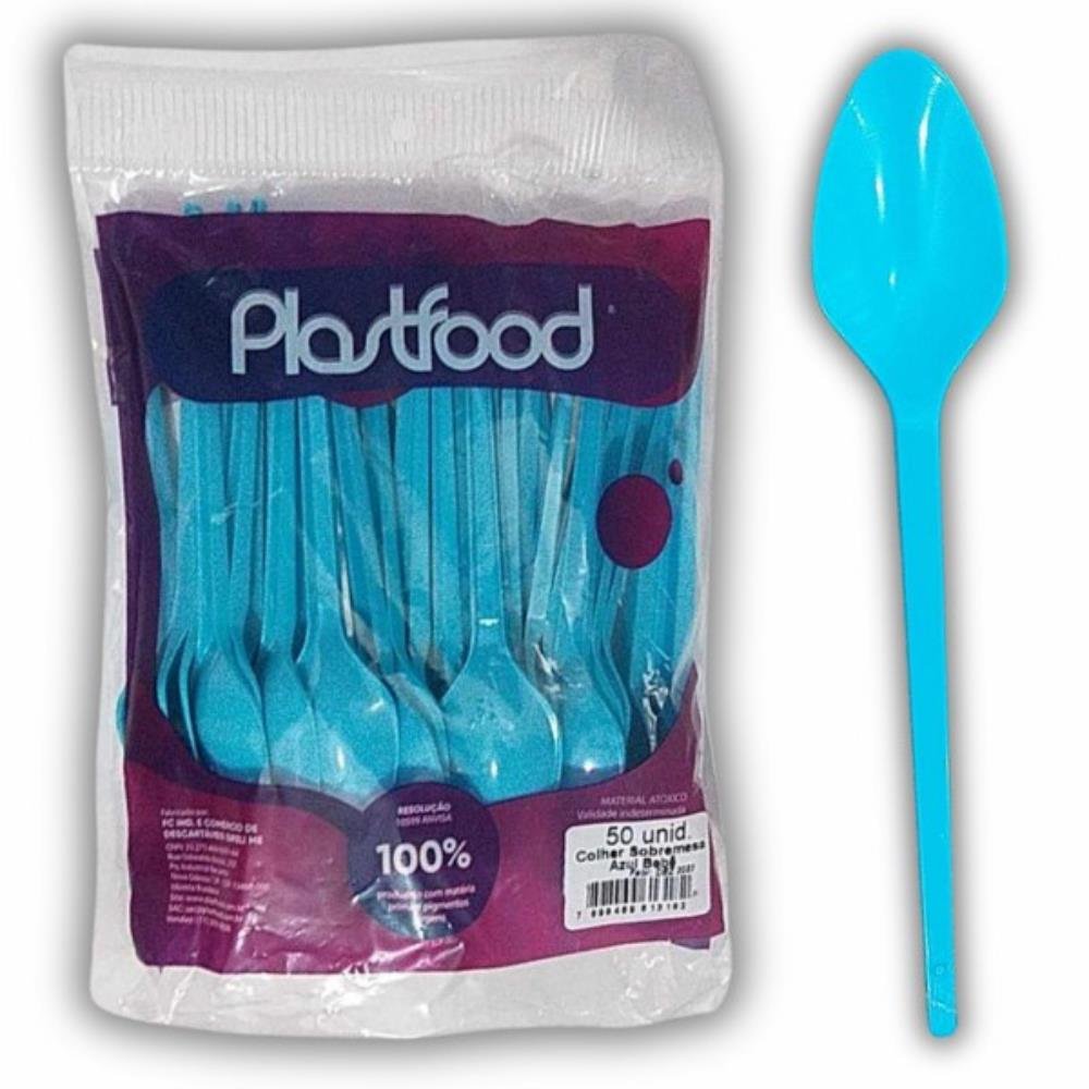 Colher Sobremesa Azul Bebe 20x50 Plastfood