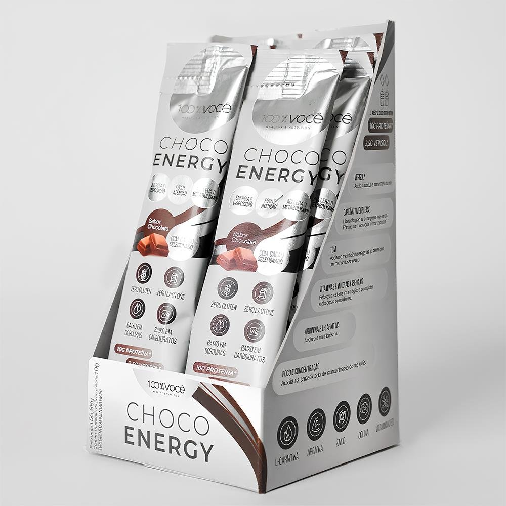 Choco Energy Chocolate - Caixa com 14 sachês 10g - 100% Você