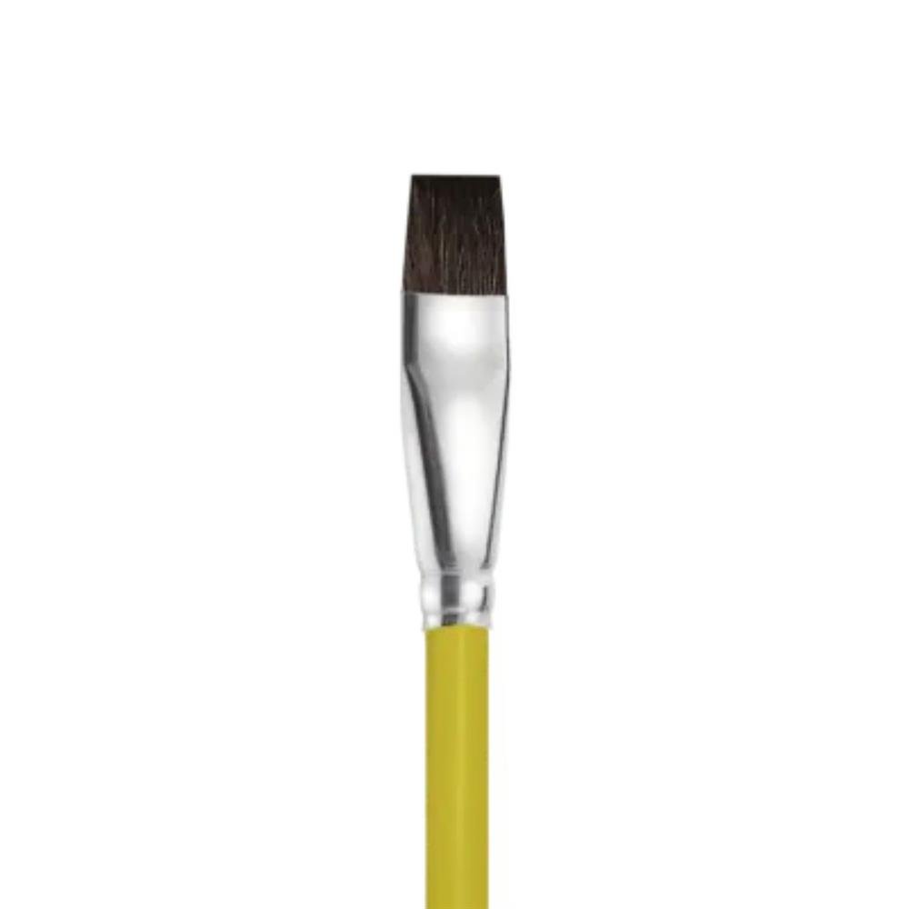 Pincel Chato Castelo Curto Amarelo Com 12 Unidades Ref C511-0