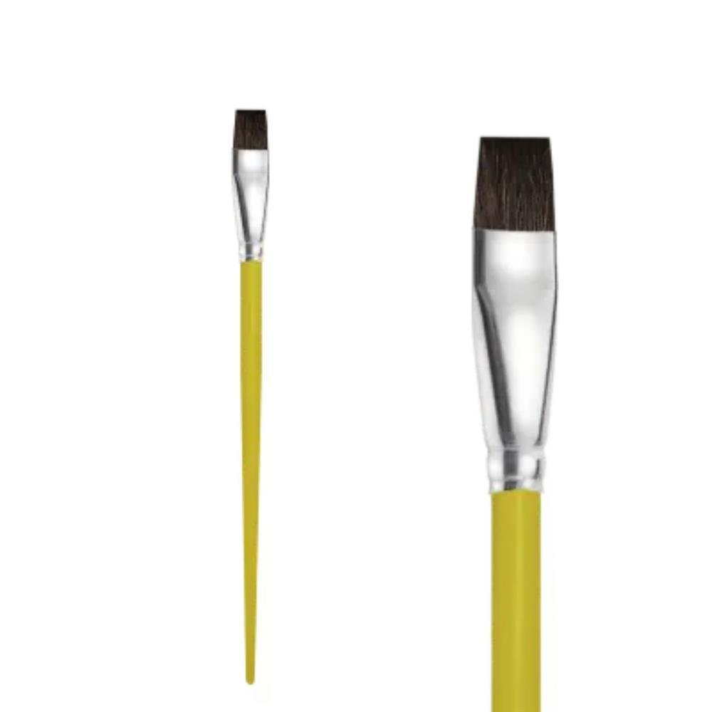 Pincel Chato Castelo Curto Amarelo Com 12 Unidades Ref C511-0