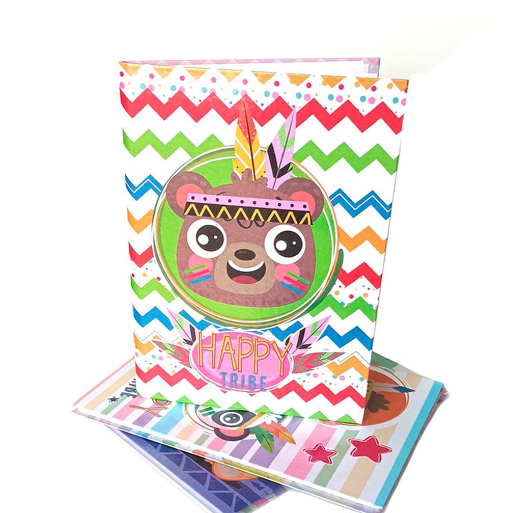 Caderno Maxima Costurado Papel Off White Cd Sem Pauta 96 Folhas Happy Tribe C/5 Unidades