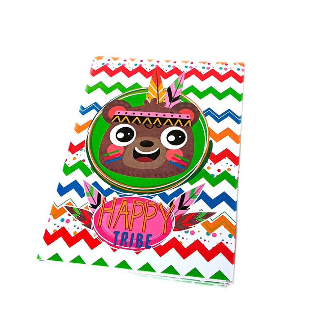 Caderno Maxima Costurado Papel Off White Cd Sem Pauta 96 Folhas Happy Tribe C/5 Unidades