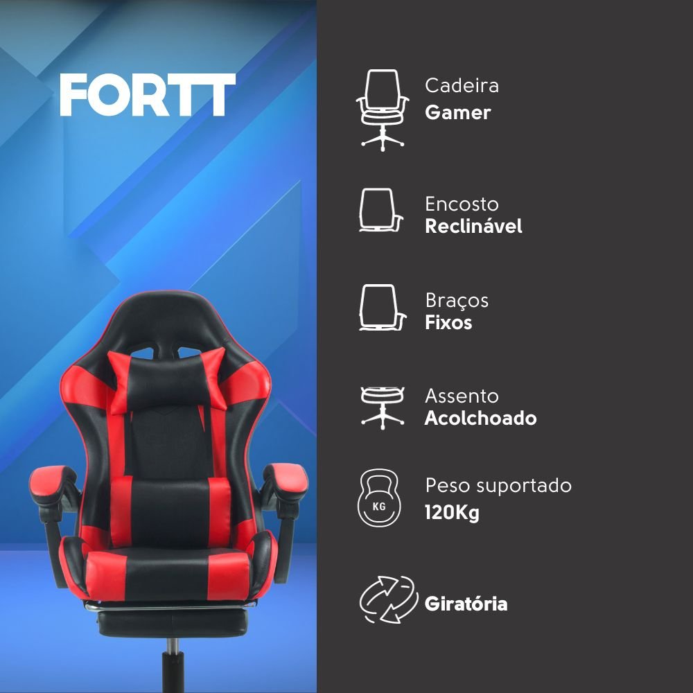Cadeira Gamer Snake Lancaster Vermelha - CGF001-V
