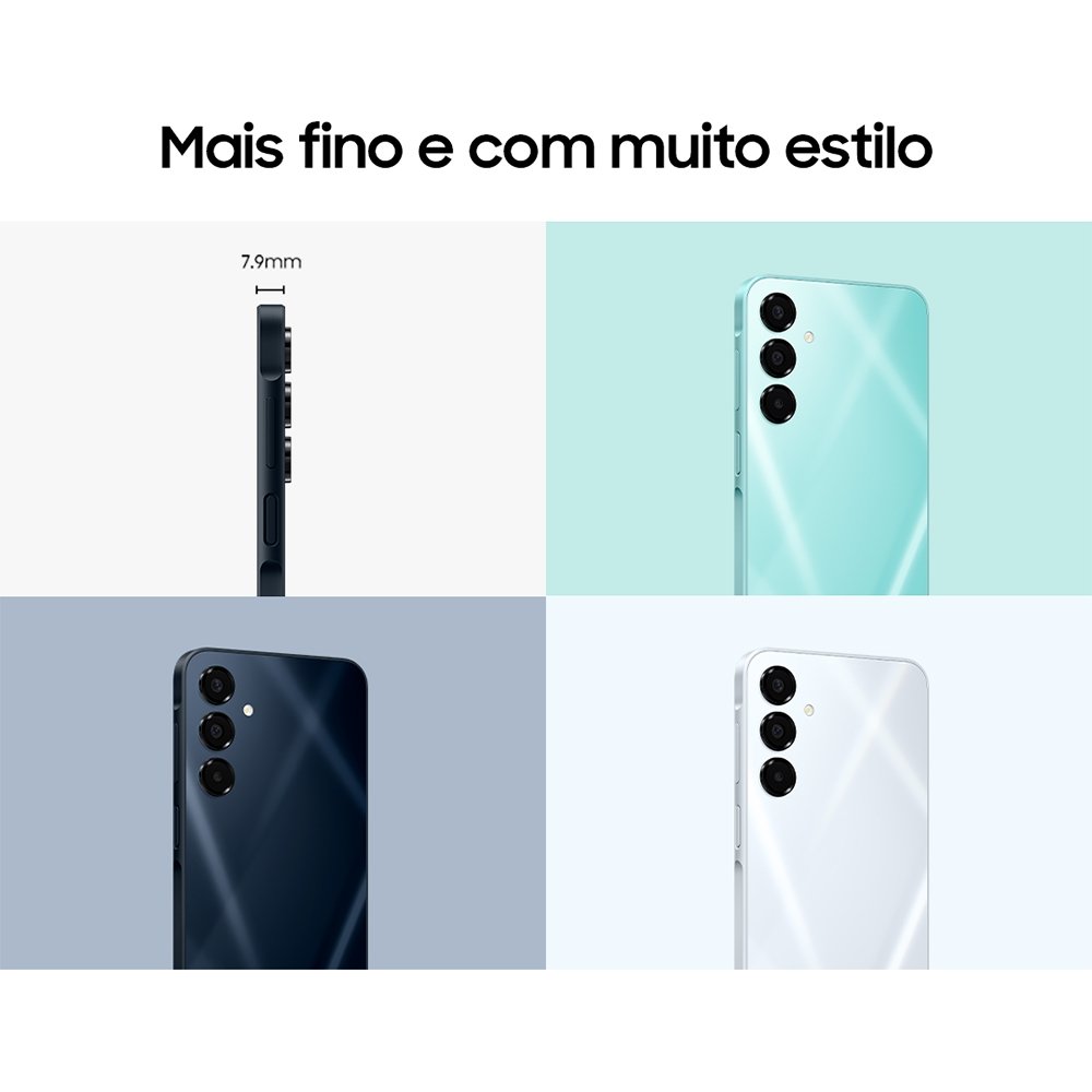 Smartphone Samsung Galaxy A16 A166M Cinza - Tela 6.7", 5G+Wi-Fi+NFC, Câm. Tripla Traseira - Android 14, 4GB RAM, 128GB