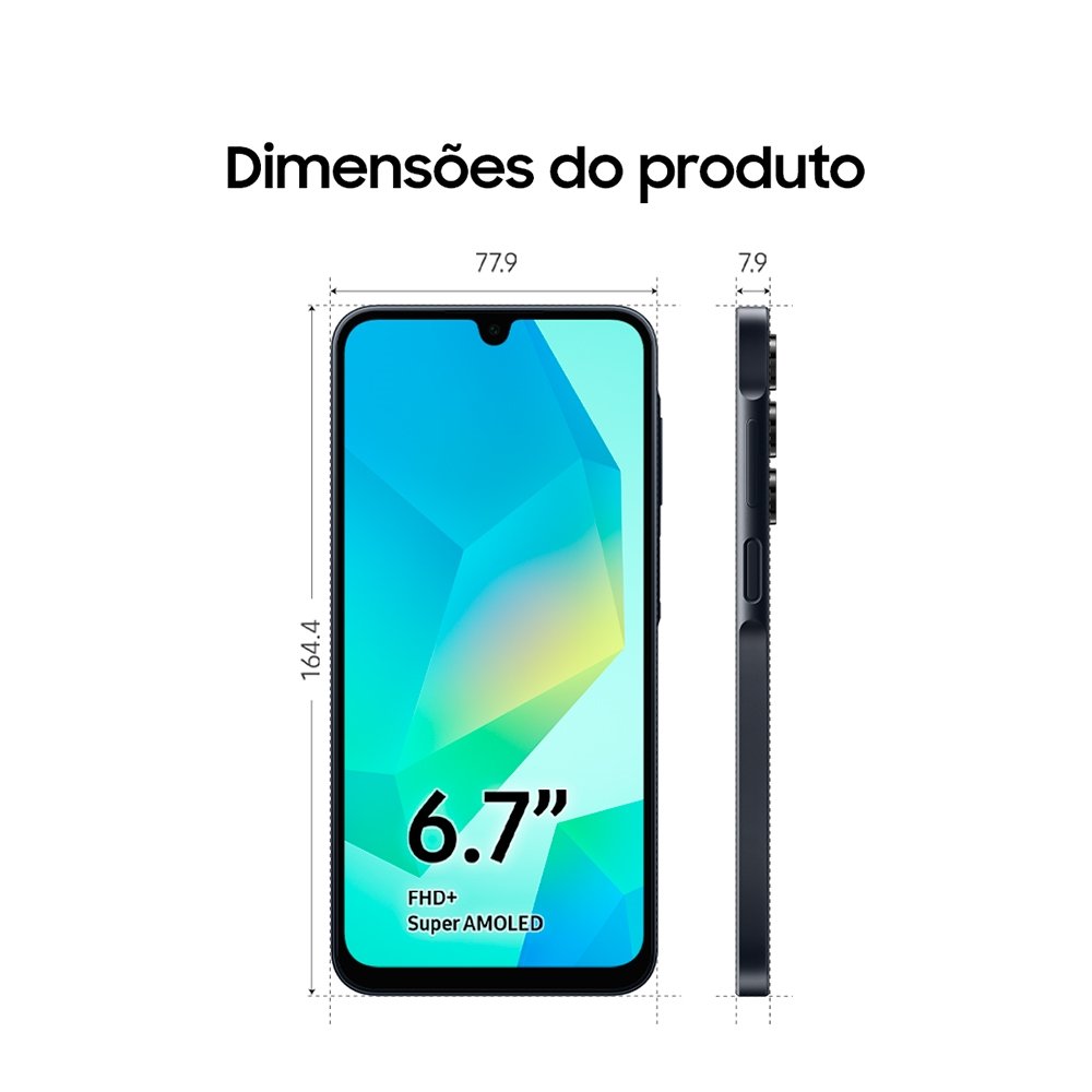 Smartphone Samsung Galaxy A16 A166M Cinza - Tela 6.7", 5G+Wi-Fi+NFC, Câm. Tripla Traseira - Android 14, 4GB RAM, 128GB