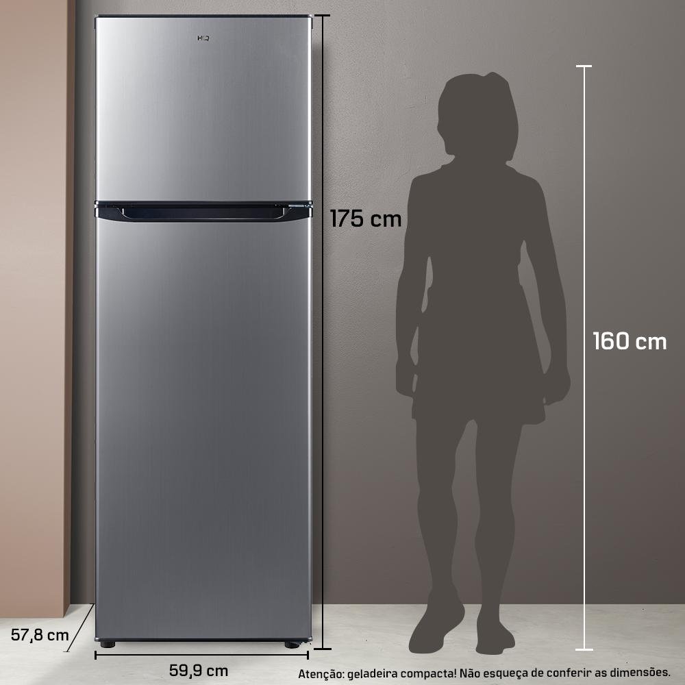 Geladeira Refrigerador HQ Defrost 310 Litros Preto/Inox HQ-310RDF 220V