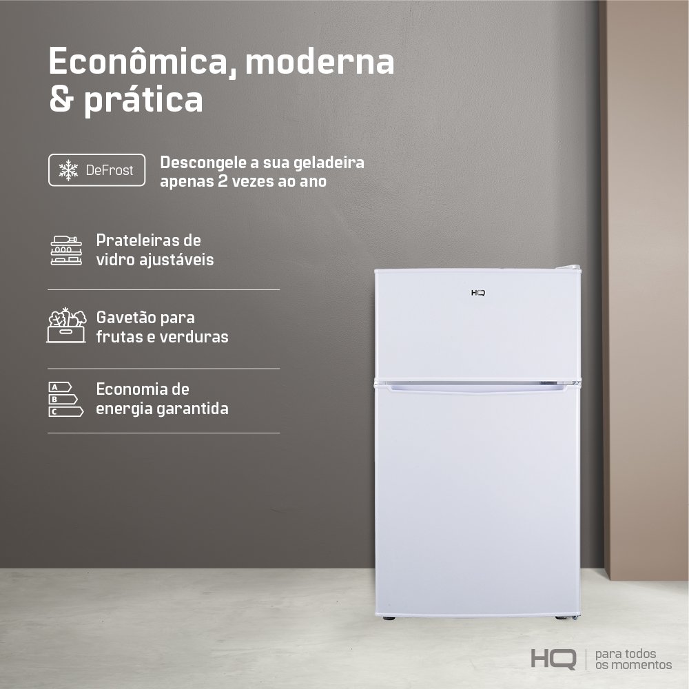 Frigobar Refrigerador Compacto Hq Defrost 90 Litros Branco Hq-90Rdf 220V