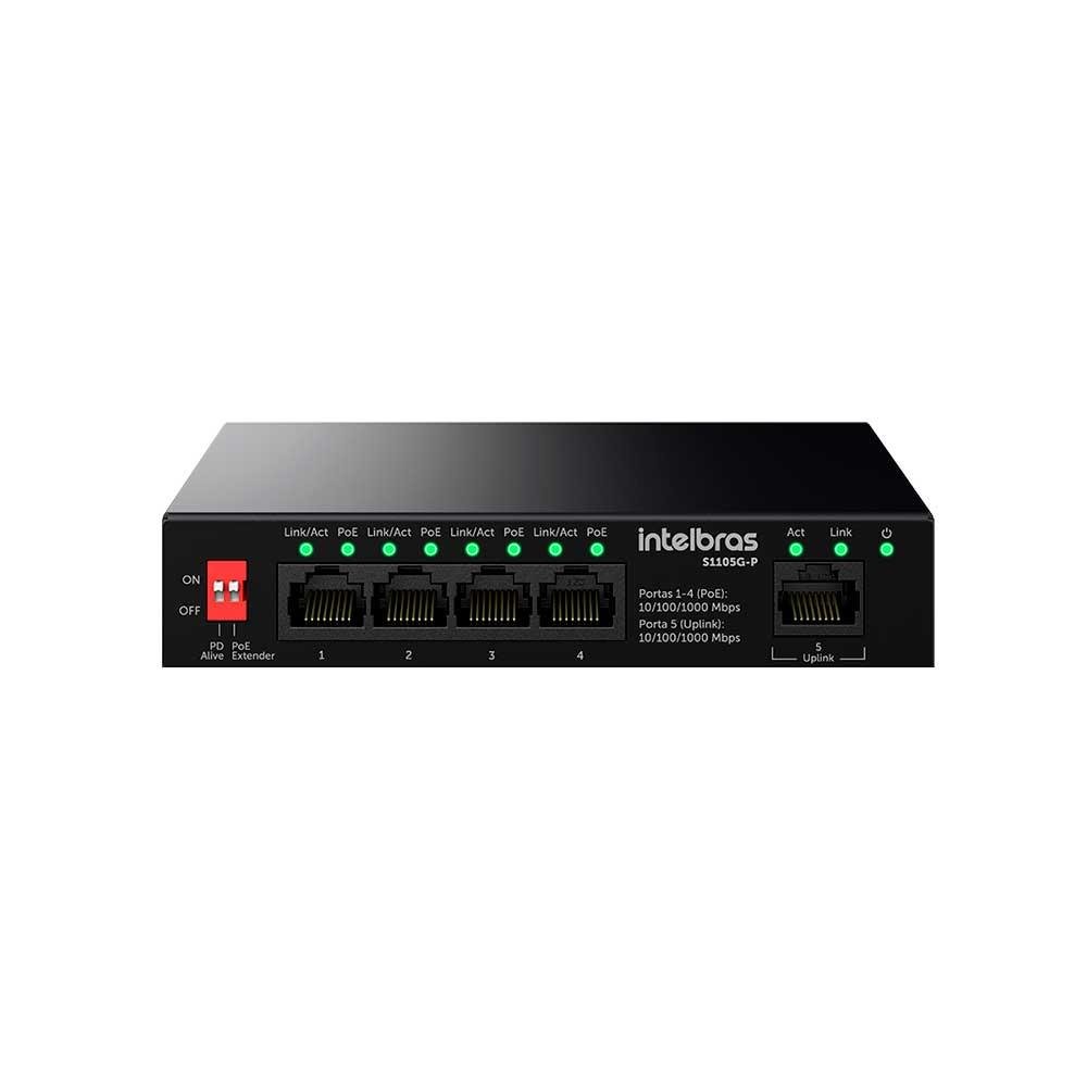Switch Intelbras 5 Portas Gigabit Sendo 4 Portas Poe S1105g-p - 4760130