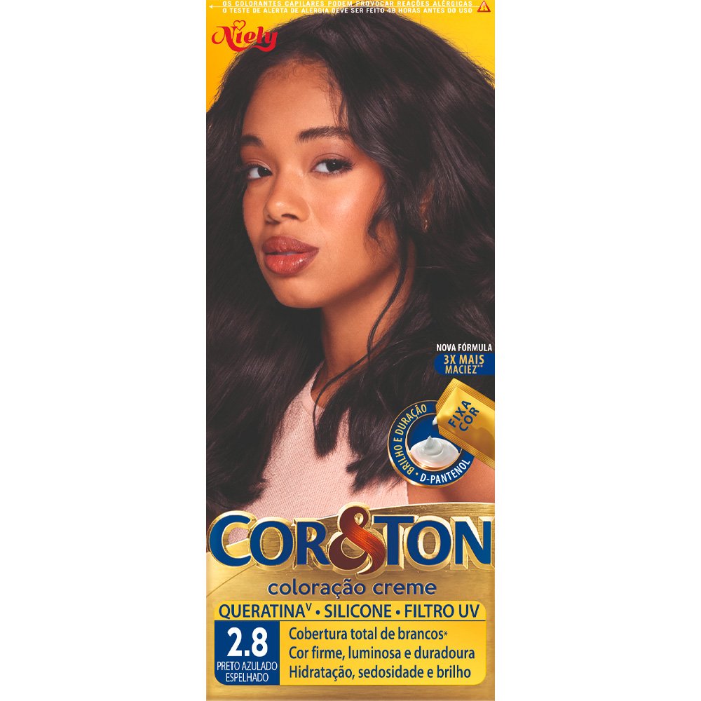 Tintura Cor & Ton Mini Kit 2.8 Preto Azulado Espelhado