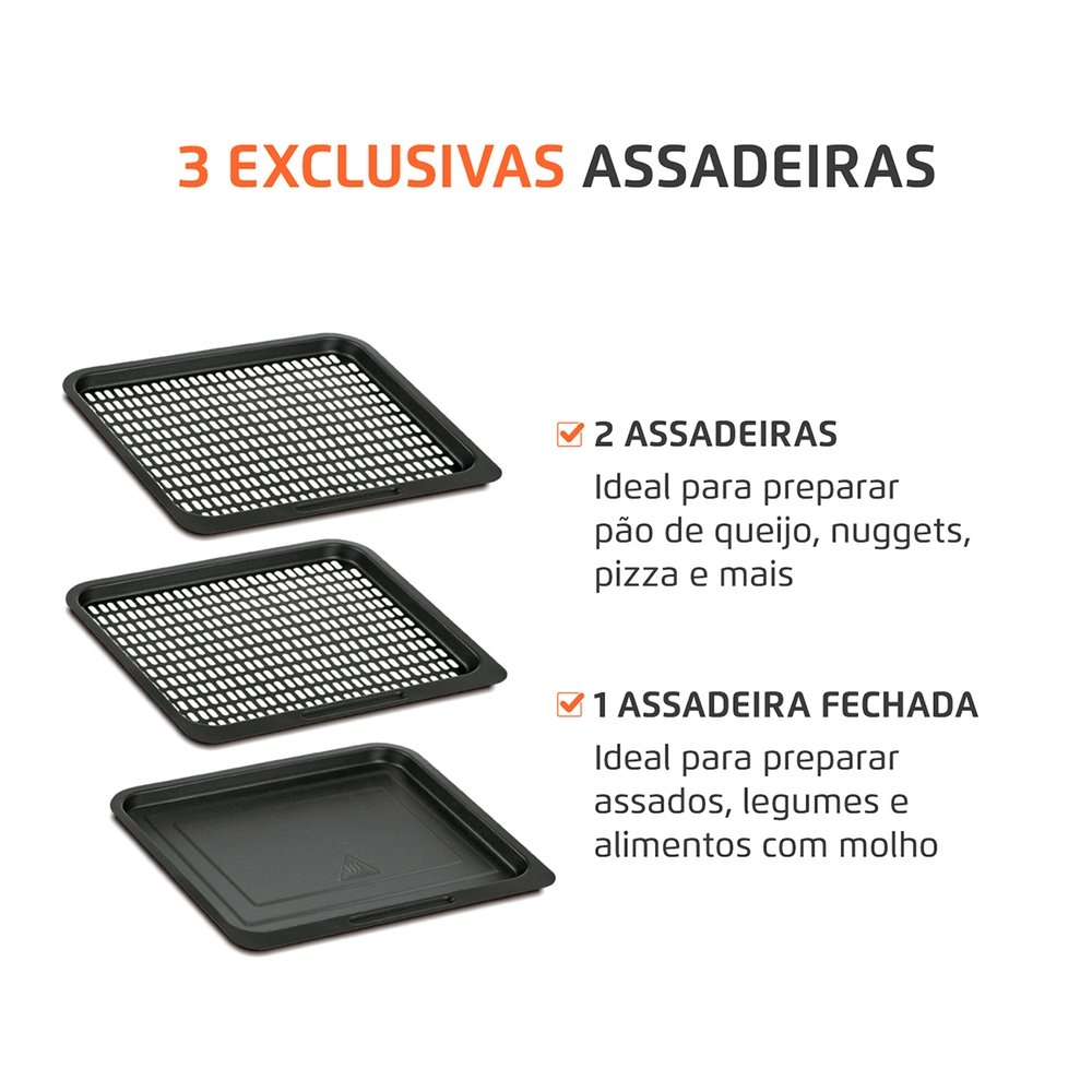 Fritadeira Air Fryer Mondial AFON-12L-BI - 12 Litros, Revestimento Antiaderente, Preto/Inox, 220V