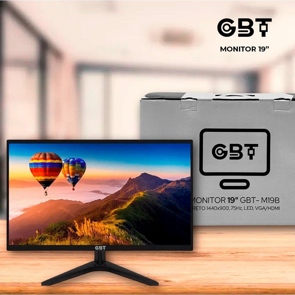 Monitor GBT, 19¿ polegadas, 1440x900, com Conexão HDMI e VGA, Preto, M19B
