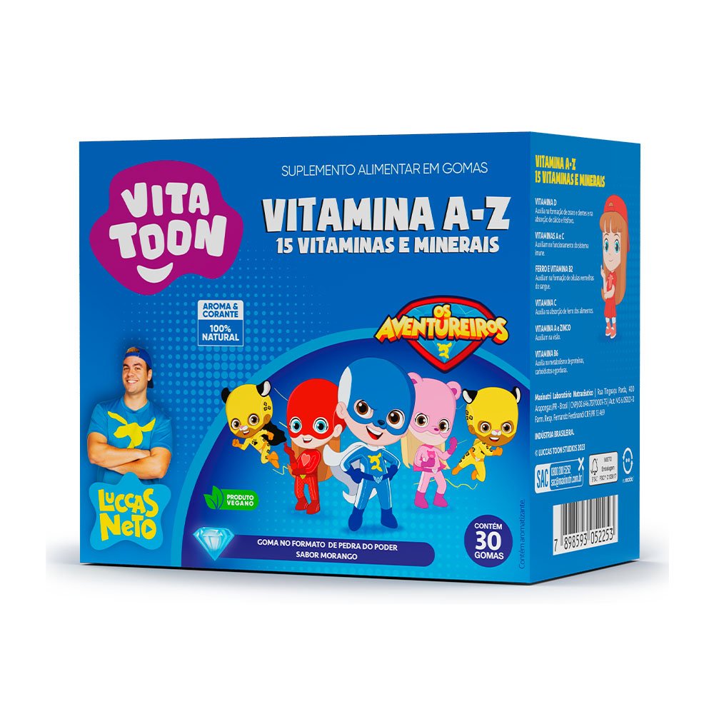 Vitatoon Luccas Neto Polivitaminico A-z 30 Gomas Sabor Morango Maxinutri