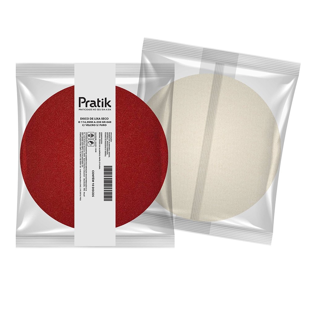 Disco Lixa Pratik A-230 114,3mm sem Furo com Velcro G40 - Embalagem com 10 Unidades
