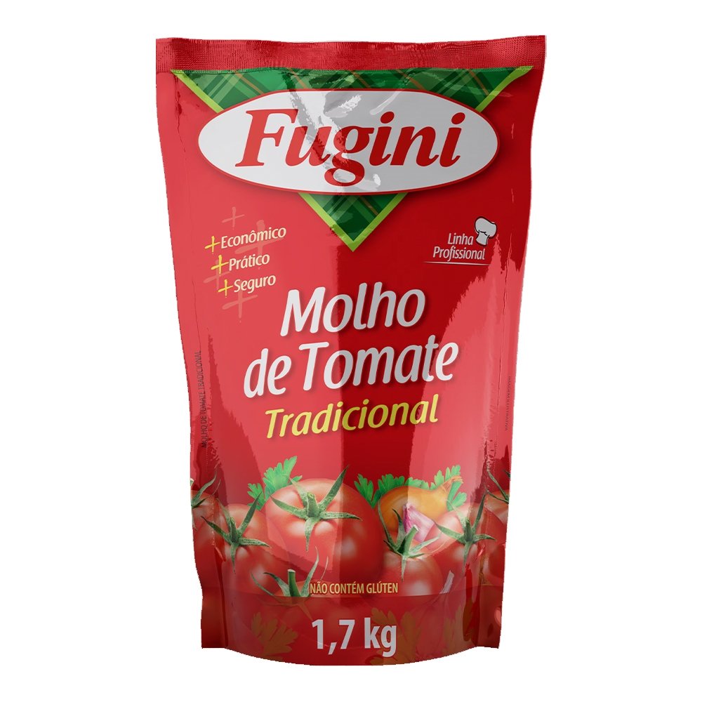 Molho de Tomate Fugini Tradicional Sachê 1,7kg - Embalagem com 6 Unidades