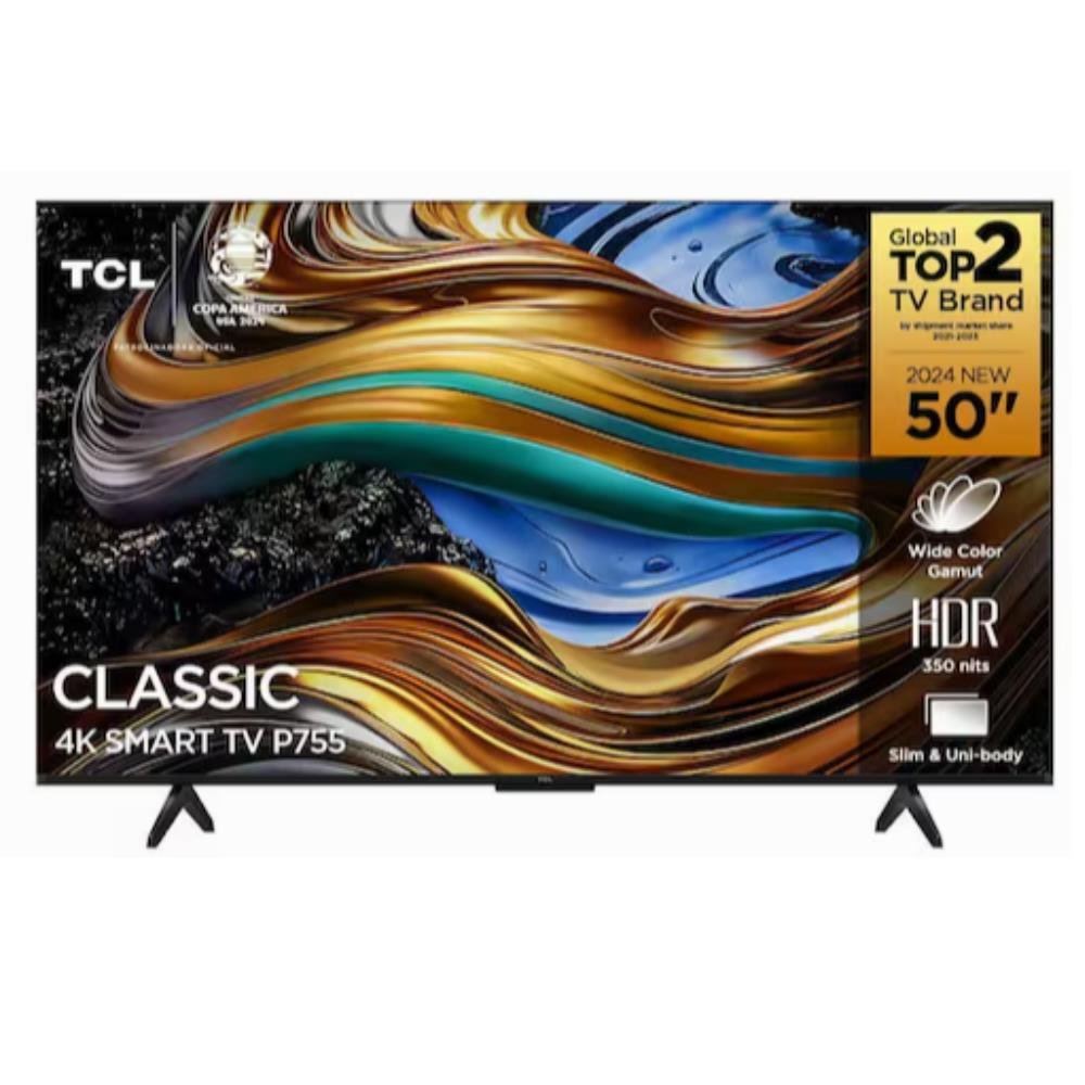 Smart TV 50¿ Ultra HD 4K TCL 50P755 LED com Google TV, Dolby Vision e Atmos HDR10+, Wi-Fi, Bluetooth, Google Assistente e Design sem Bordas