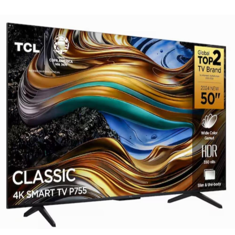 Smart Tv 50¿ Ultra Hd 4K Tcl 50P755 Led Com Google Tv, Dolby Vision E Atmos Hdr10+, Wi-Fi, Bluetooth, Google Assistente E Design Sem Bordas