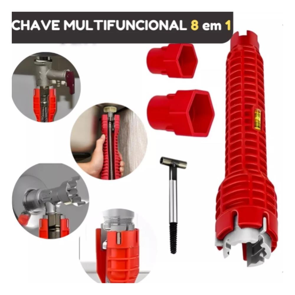 Chave Grifo Instalador Hidráulico 8x1 Multiuso - Karbon Grafite