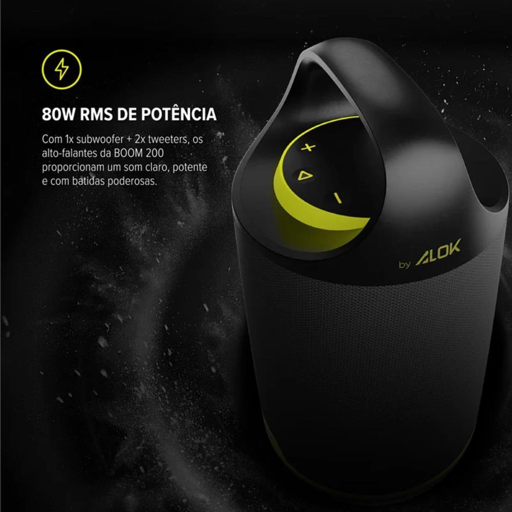 Caixa De Som Bluetooth Sem Fio Waaw By Alok Boom 200 80w Rms