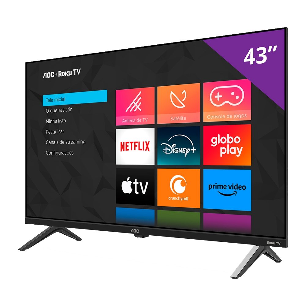 Smart TV LCD Led 43" AOC 43S5045/78G - DLED Full HD, Wi-Fi, Quad Core, Com 3 HDMI e 1 USB