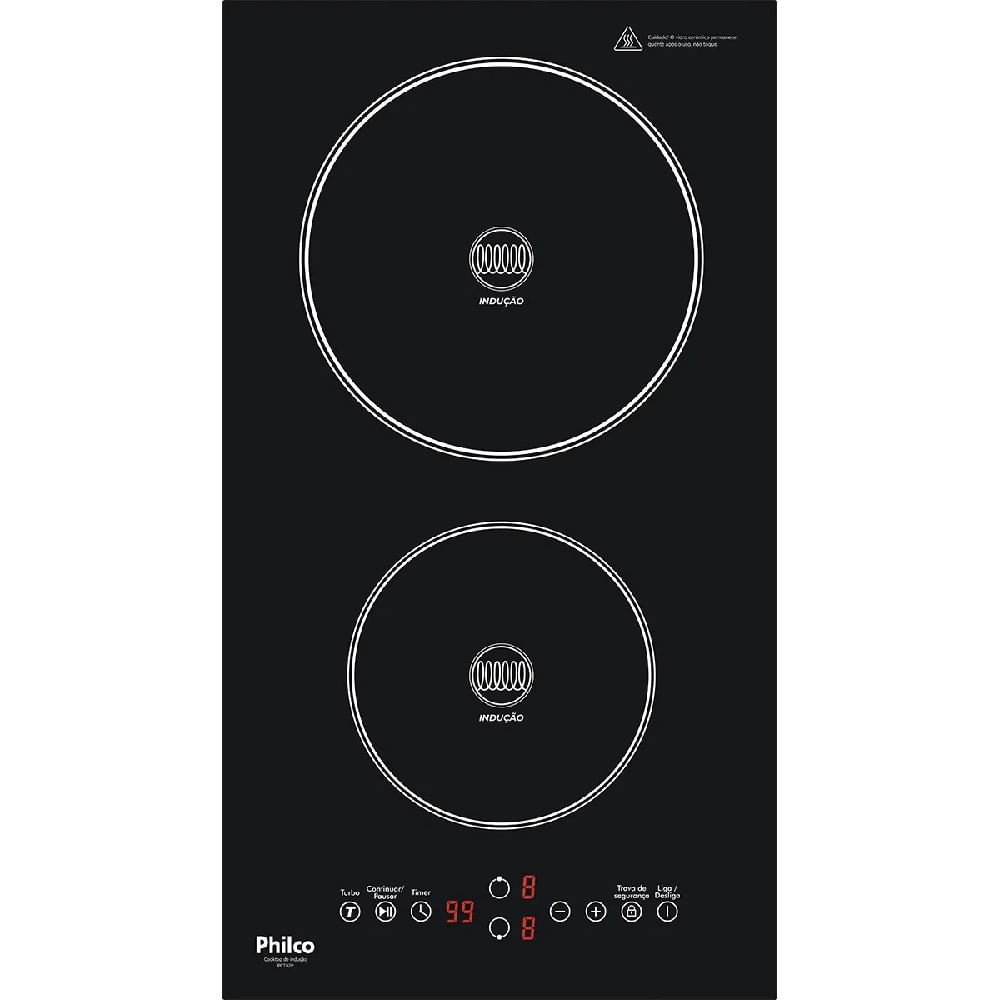 Cooktop de Indução Philco 2 Bocas 9 Potências Preto PCT02P ¿ 220 Volts