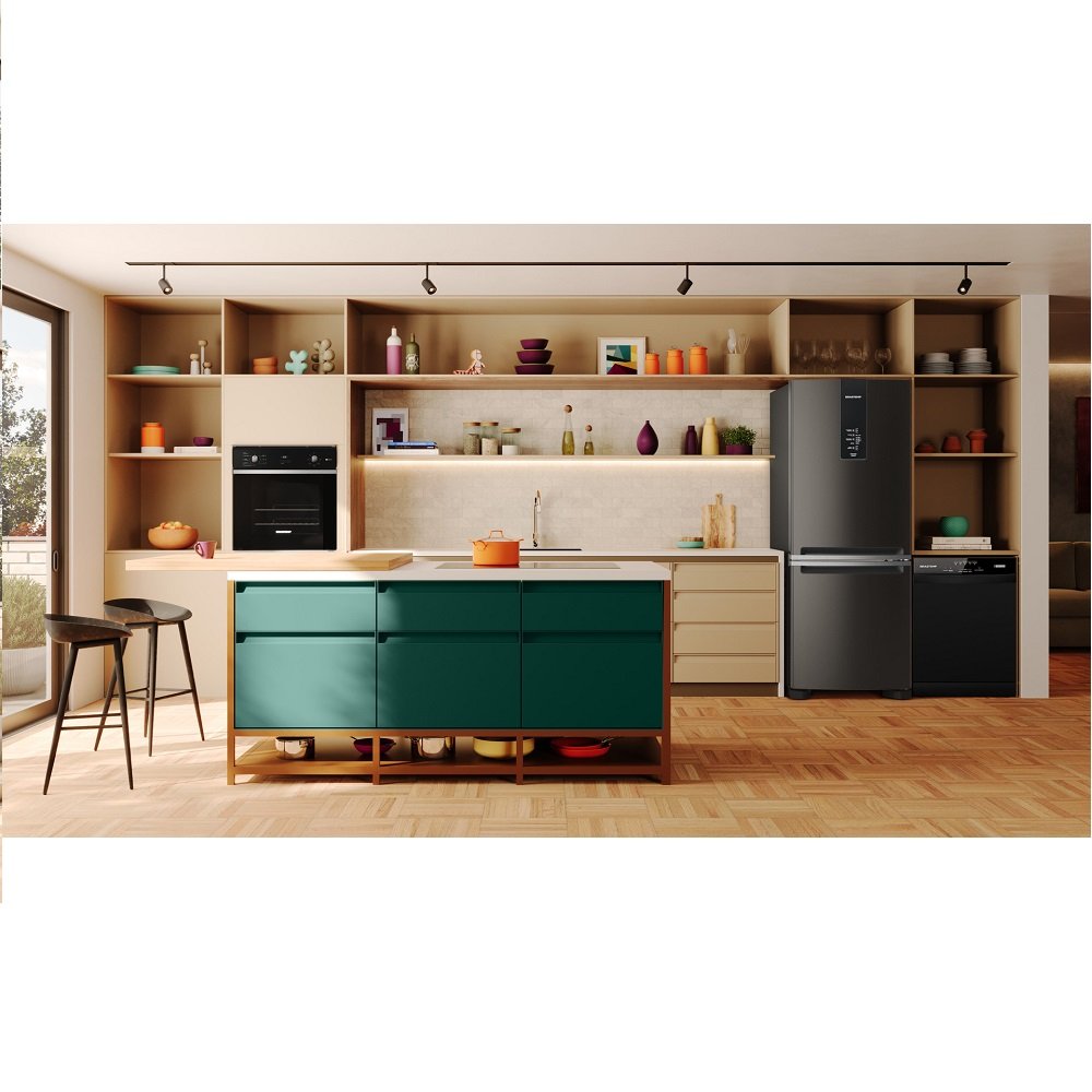 Geladeira Brastemp 447 Litros Frost Free Inverse Com Smart Flow E Fresh Box Black Inox Bre57fe - 220V